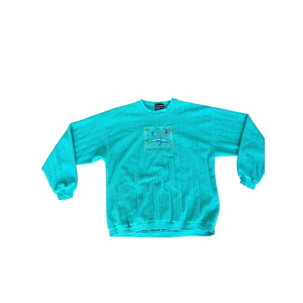 Sport‎ America Vintage Ski Fleece Sweatshirt Steamboat Colorado Teal Mens Large - Picture 2 of 6
